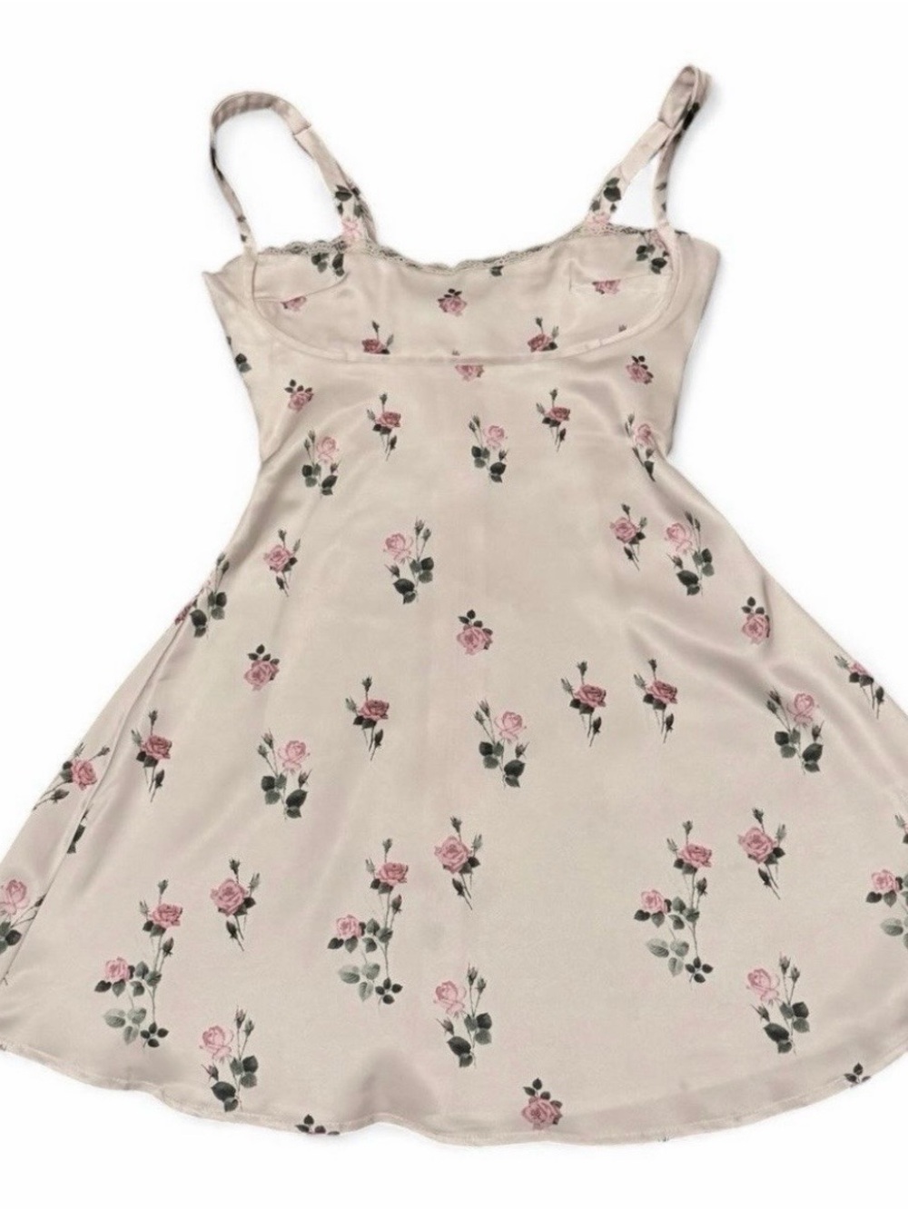 Princess Polly Remini Satin floral cream Mini Dress